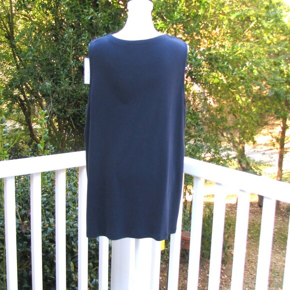 NWT Chico's Orchid Notch navy floral 4 sleeveless tank top shirt XXL pullover - Picture 8 of 8